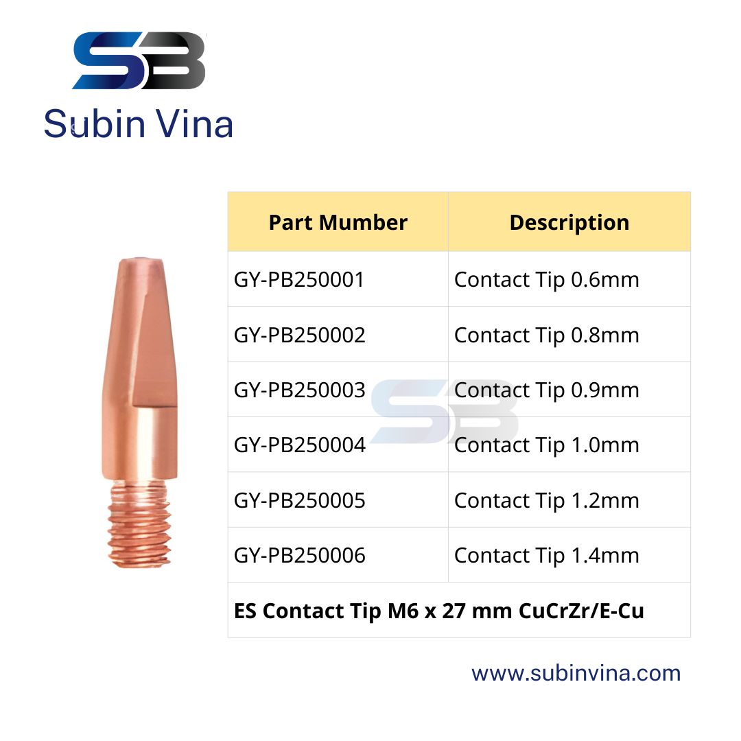 Contact tip M6 x 27 mm CuCrZr_E-Cu | Subin Vina Contact tip M6 x 27 mm CuCrZr_E-Cu | Subin Vina
